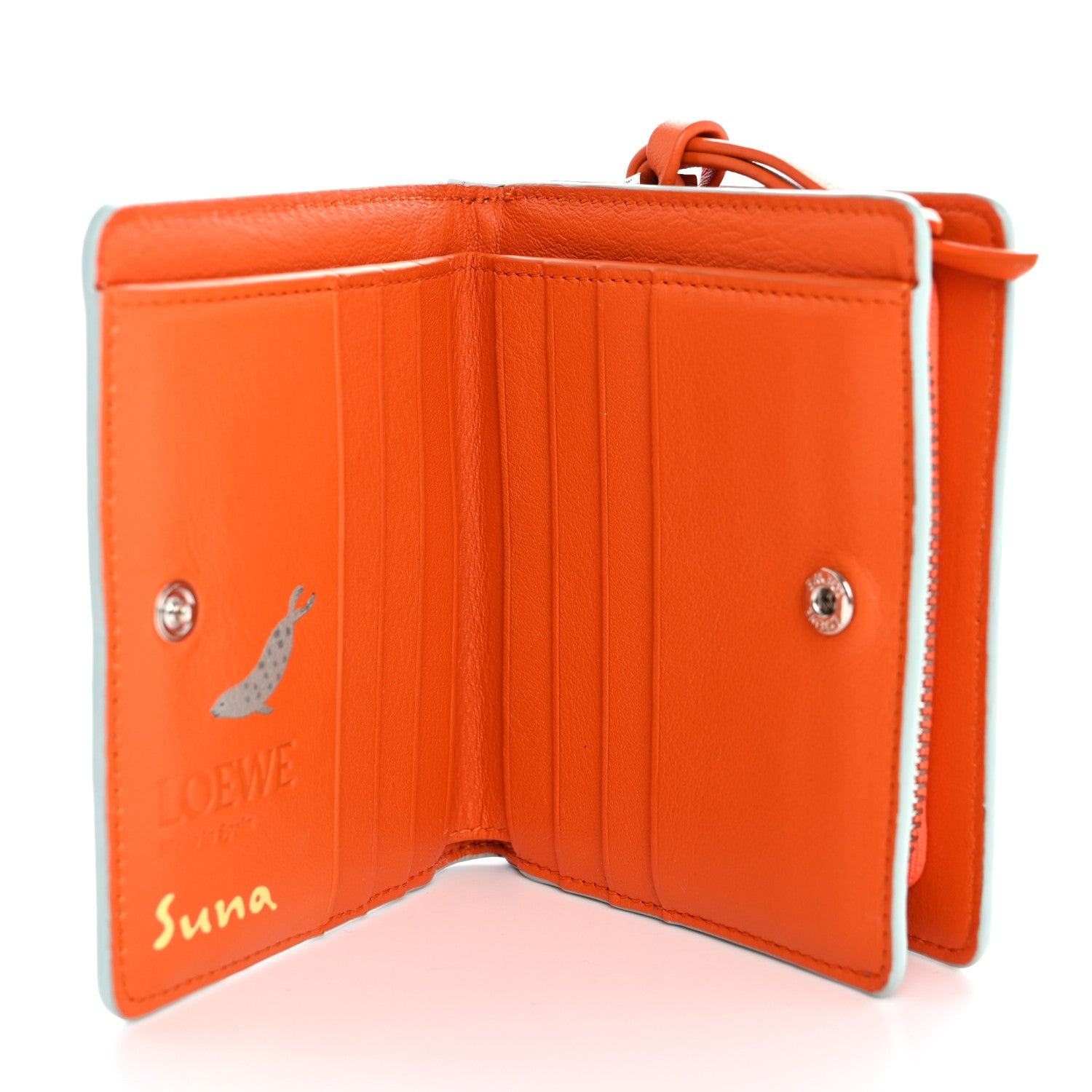 Loewe X SUNA FUJITA Satin Calfskin Penguins Compact Zip Wallet