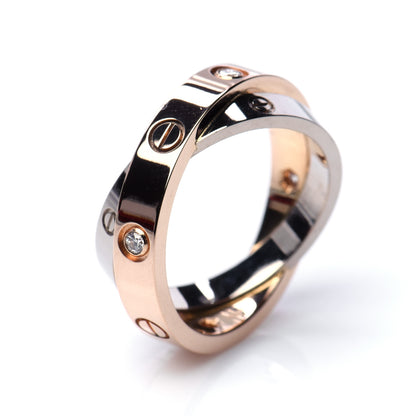 Cartier 18K Pink White Gold 6 Diamonds LOVE Ring 48 4.5 5 of 7