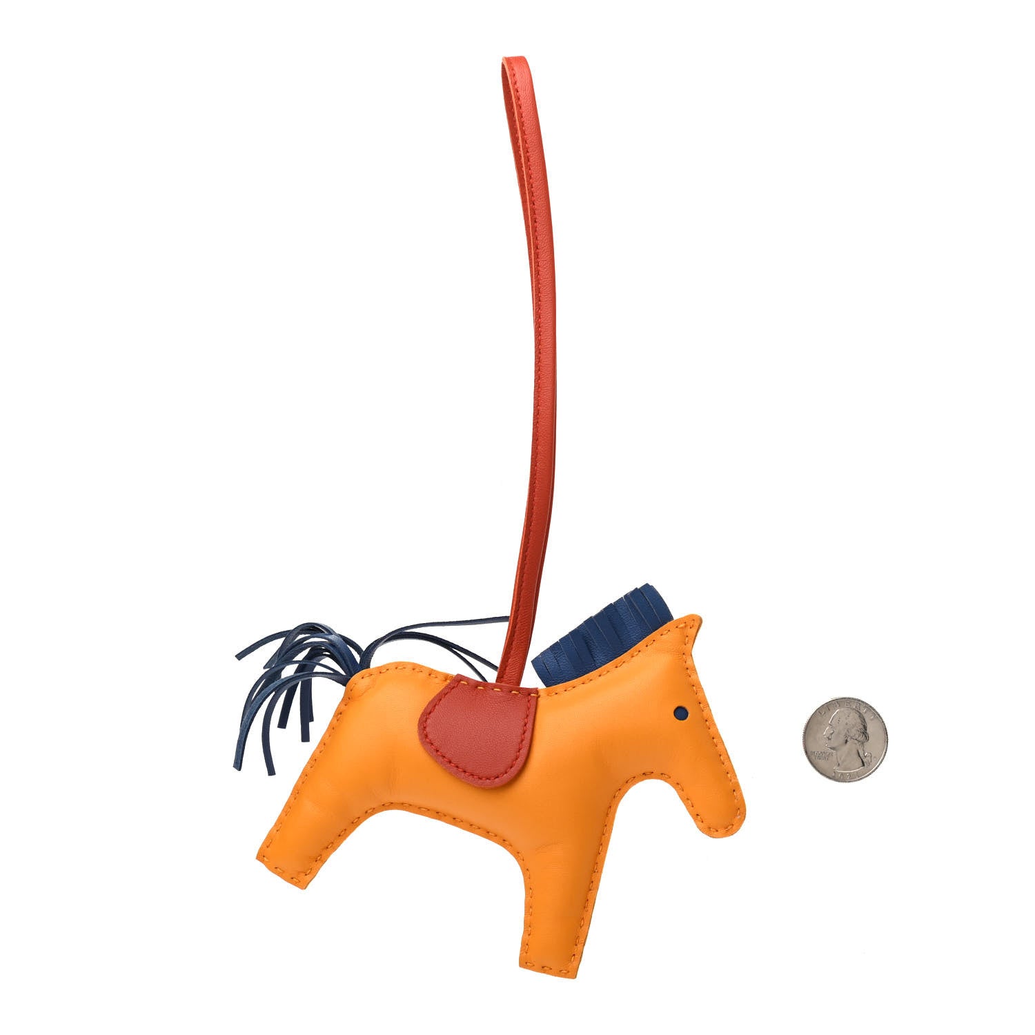 Hermes Milo Lambskin Grigri Rodeo Horse Bag Charm MM Jaune D'Or Bleu Agate Cornaline 2 of 3