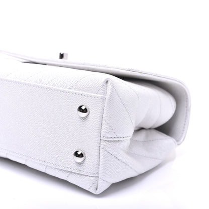 Chanel Iridescent Caviar Chevron Quilted Mini Coco Handle Flap White 13 of 27