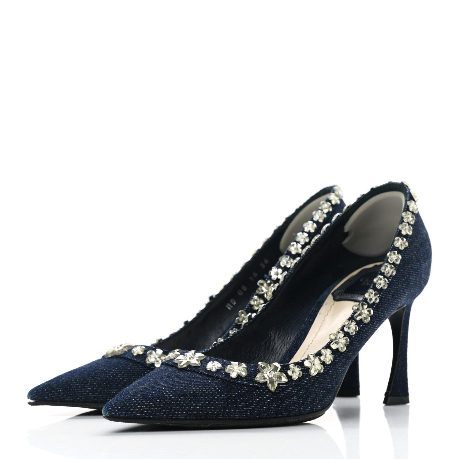 Christian Dior Denim Crystal Garland Pumps 36 Blue Fonce 3 of 9