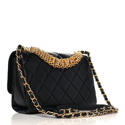 Chanel Lambskin Quilted Small CC Crystal Logo Chain Flap Black 3 of 9