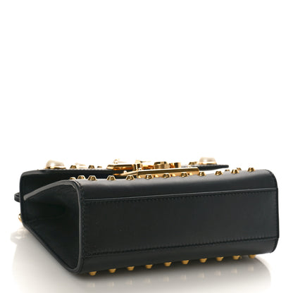 Gucci Calfskin Studded Small Padlock Shoulder Bag Black 4 of 9