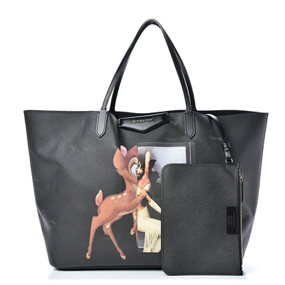 Givenchy Textured Coated Canvas Bambi Print Large Antigona Tote Black 1 of 17
