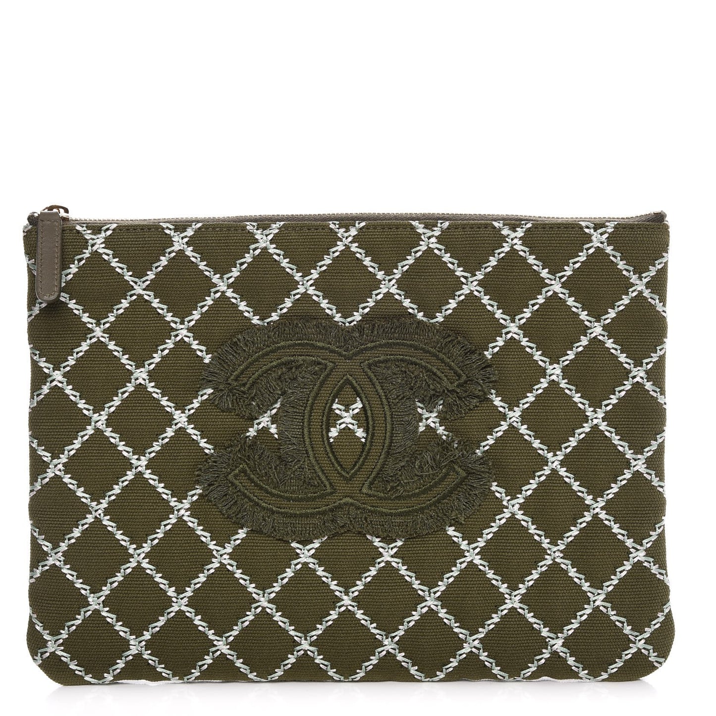 Canvas Double Stitch CC Medium Cosmetic Case Khaki