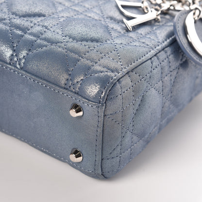 Christian Dior Metallic Lambskin Cannage Mini Lady Dior Blue 6 of 8