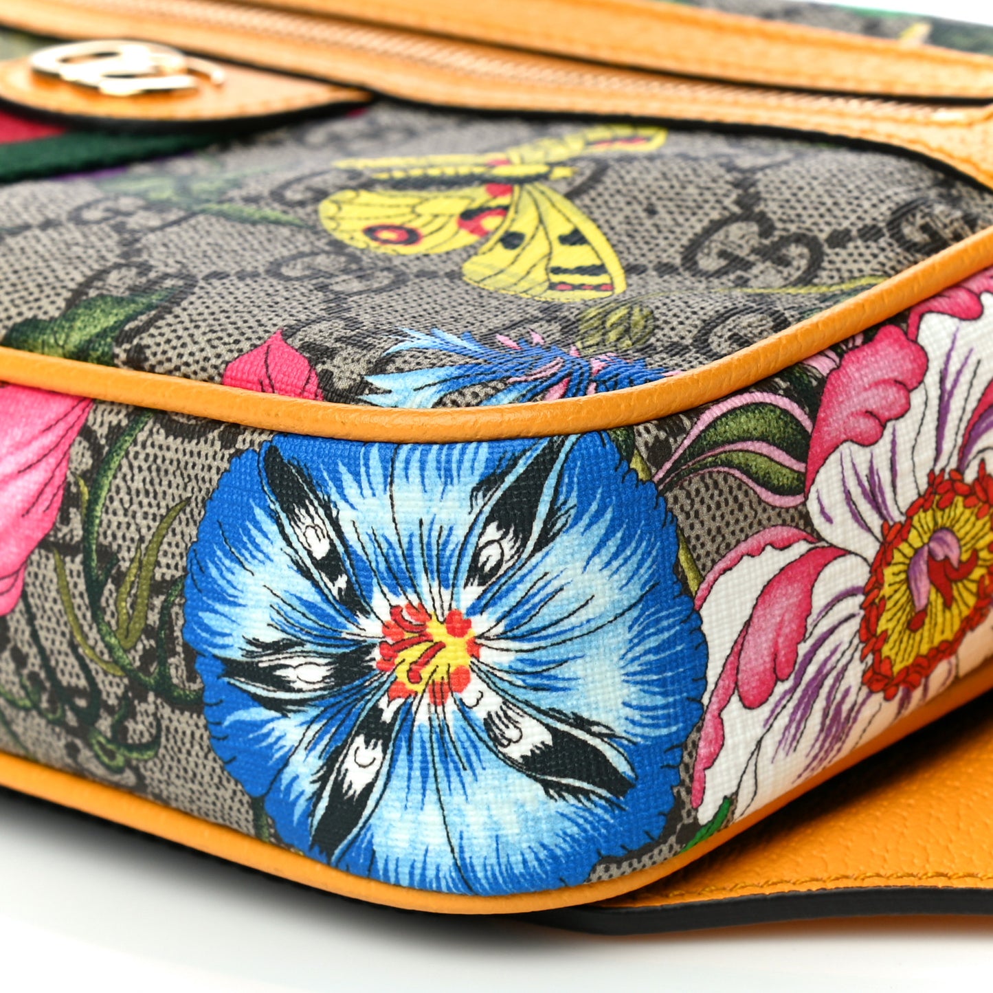 GG Supreme Monogram Flora Medium Ophidia Belt Bag Beige Multicolor Crop