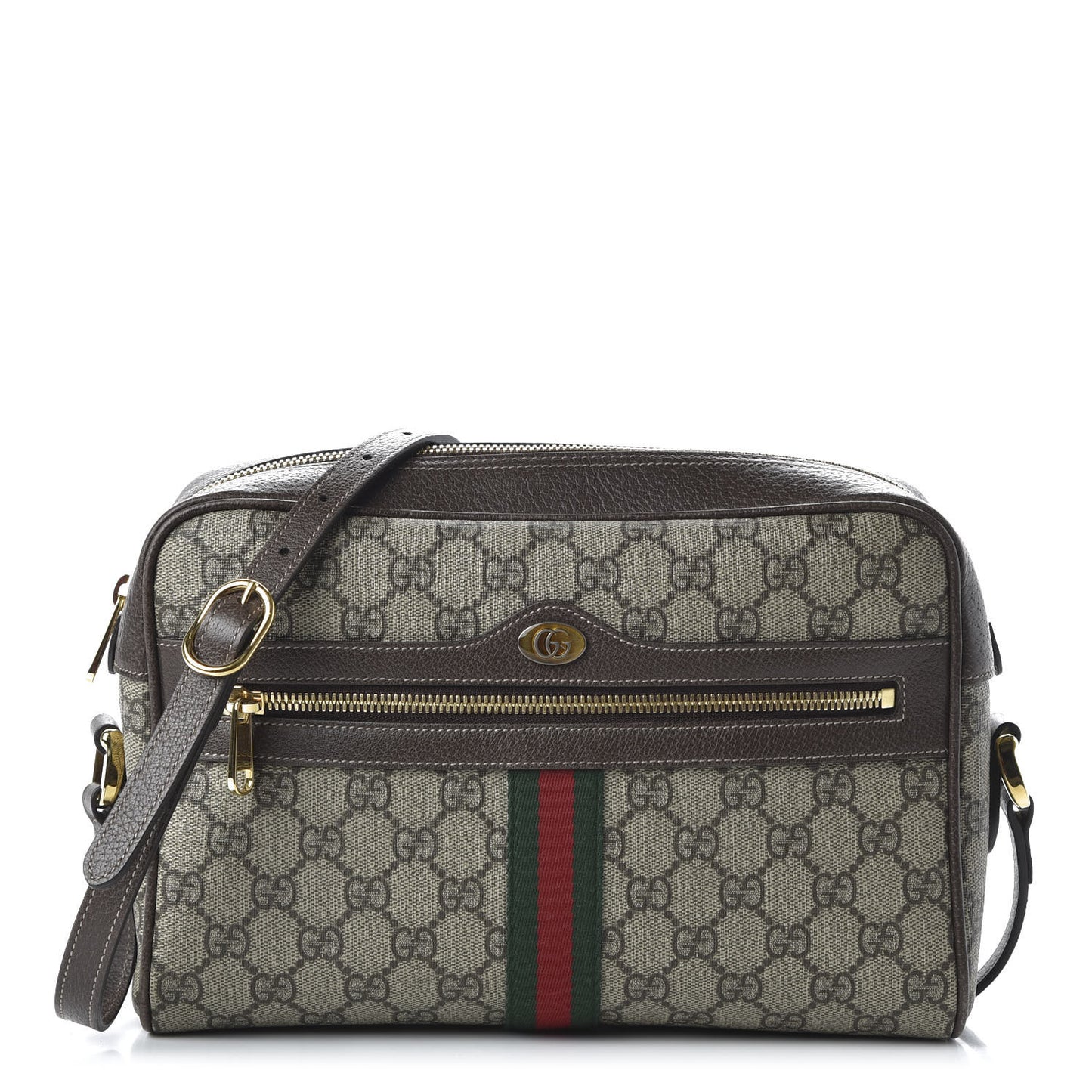 GG Supreme Monogram Web Small Ophidia Shoulder Bag Brown