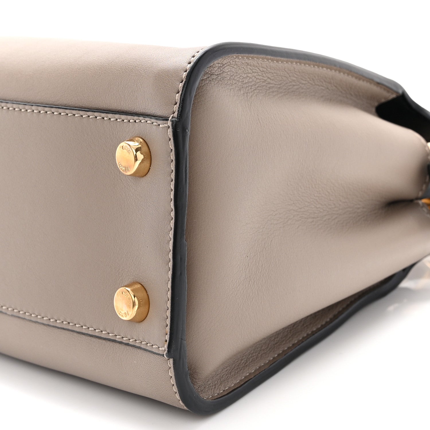 Fendi Vitello Tahiti Burro Medium Peekaboo Iconic Essentially Satchel Tortora Black 10 of 10