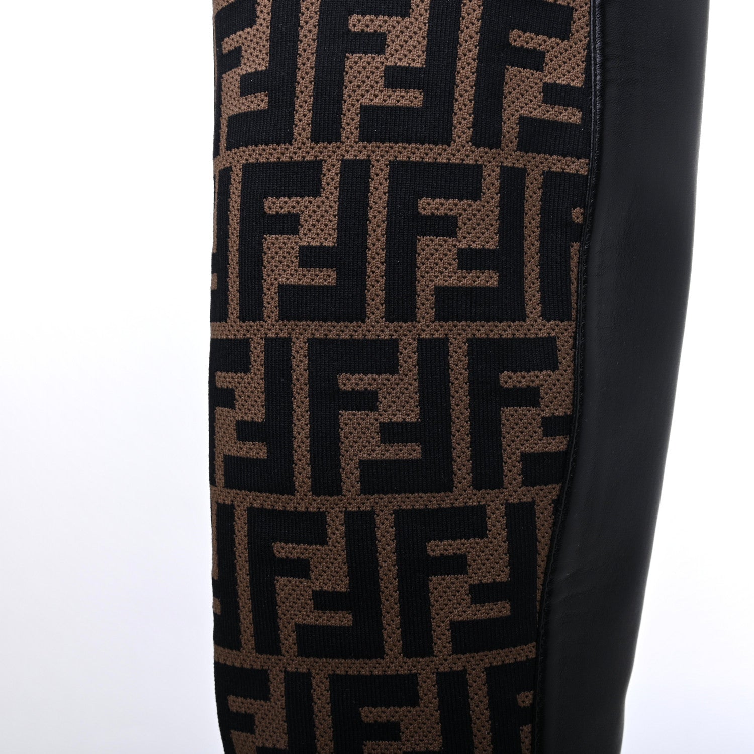 Fendi Nappa Microfiber Fabric FF Rockoko Tall Boots 39 Black Tobacco 8 of 13
