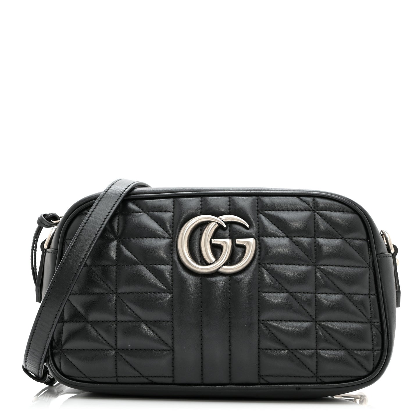 Calfskin Matelasse Aria Small GG Marmont Chain Shoulder Bag Black