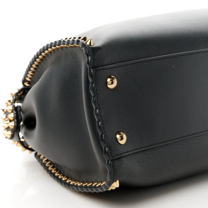 Fendi Vitello Seta Shiny Nappa Scalloped Studded Medium Peekaboo Iconic Satchel Black 11 of 13