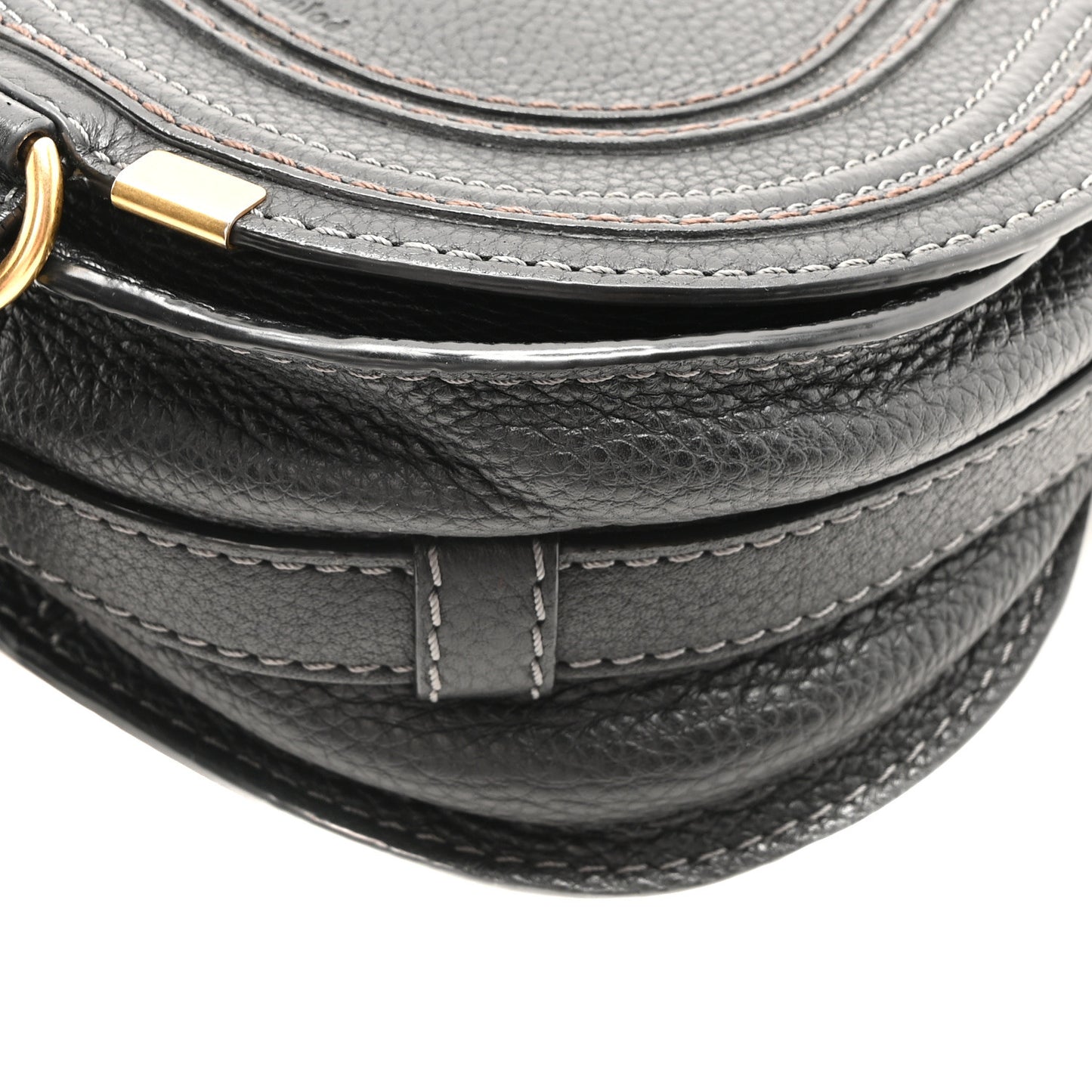 Calfskin Small Marcie Saddle Bag Black