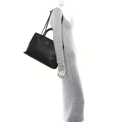 Chanel Grained Vegetal Calfskin Stitched Shopping Tote Black 2 of 12