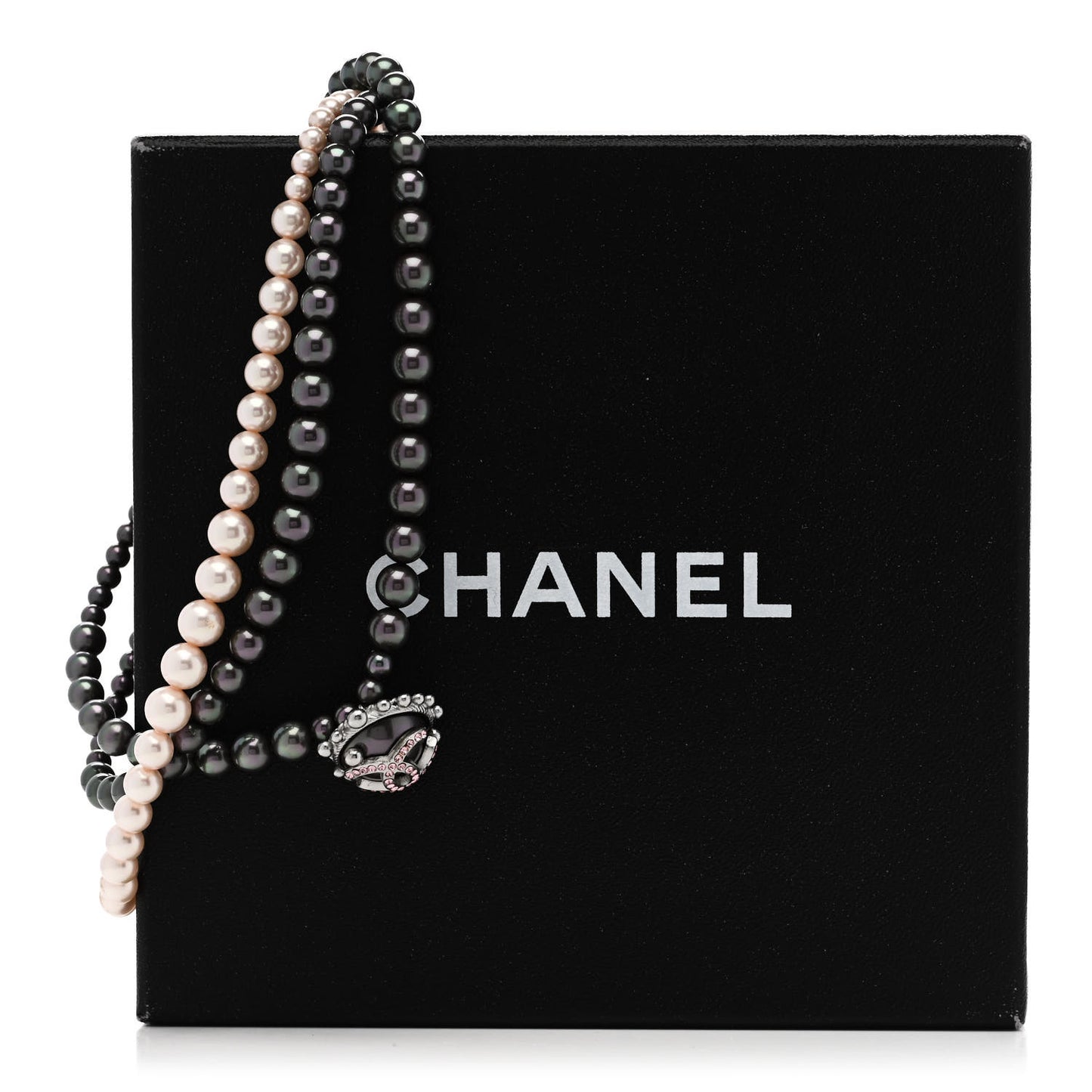 Pearl Crystal Multi Strand Short Necklace Silver Pink