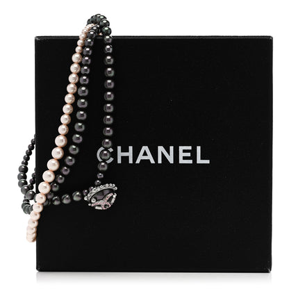 Chanel Pearl Crystal Multi Strand Short Necklace Silver Pink 7 of 7