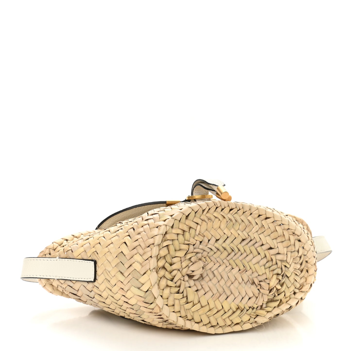 Raffia Calfskin Marcie Basket White