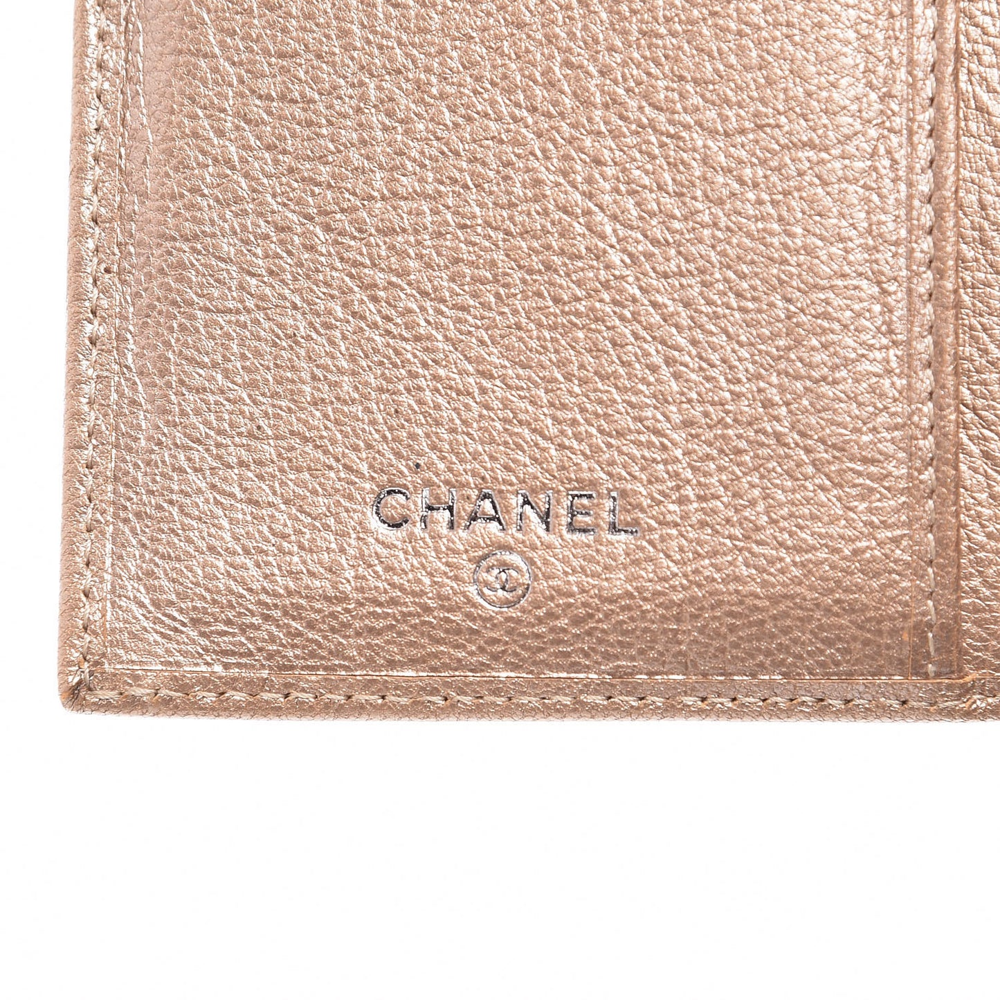 Metallic Goatskin Large Flap Wallet Gold