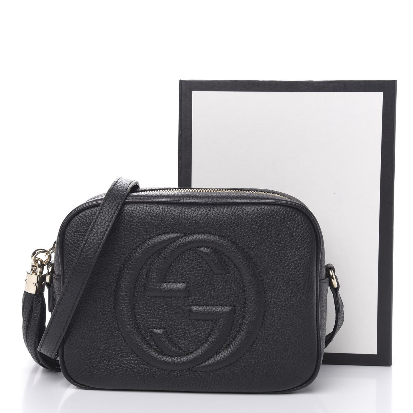 Pebbled Calfskin Small Soho Disco Bag Black
