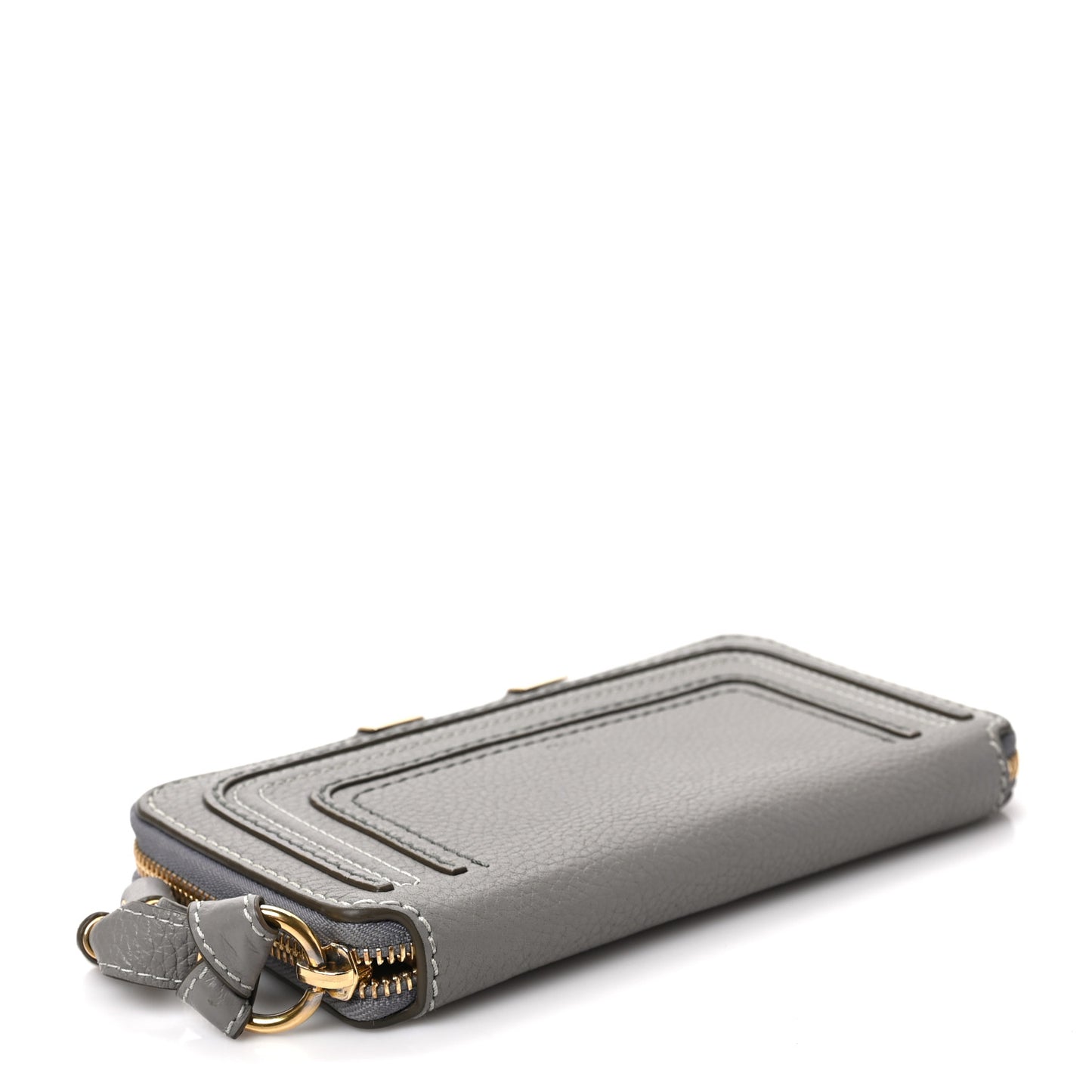 Calfskin Marcie Long Zip Around Wallet Cashmere Grey