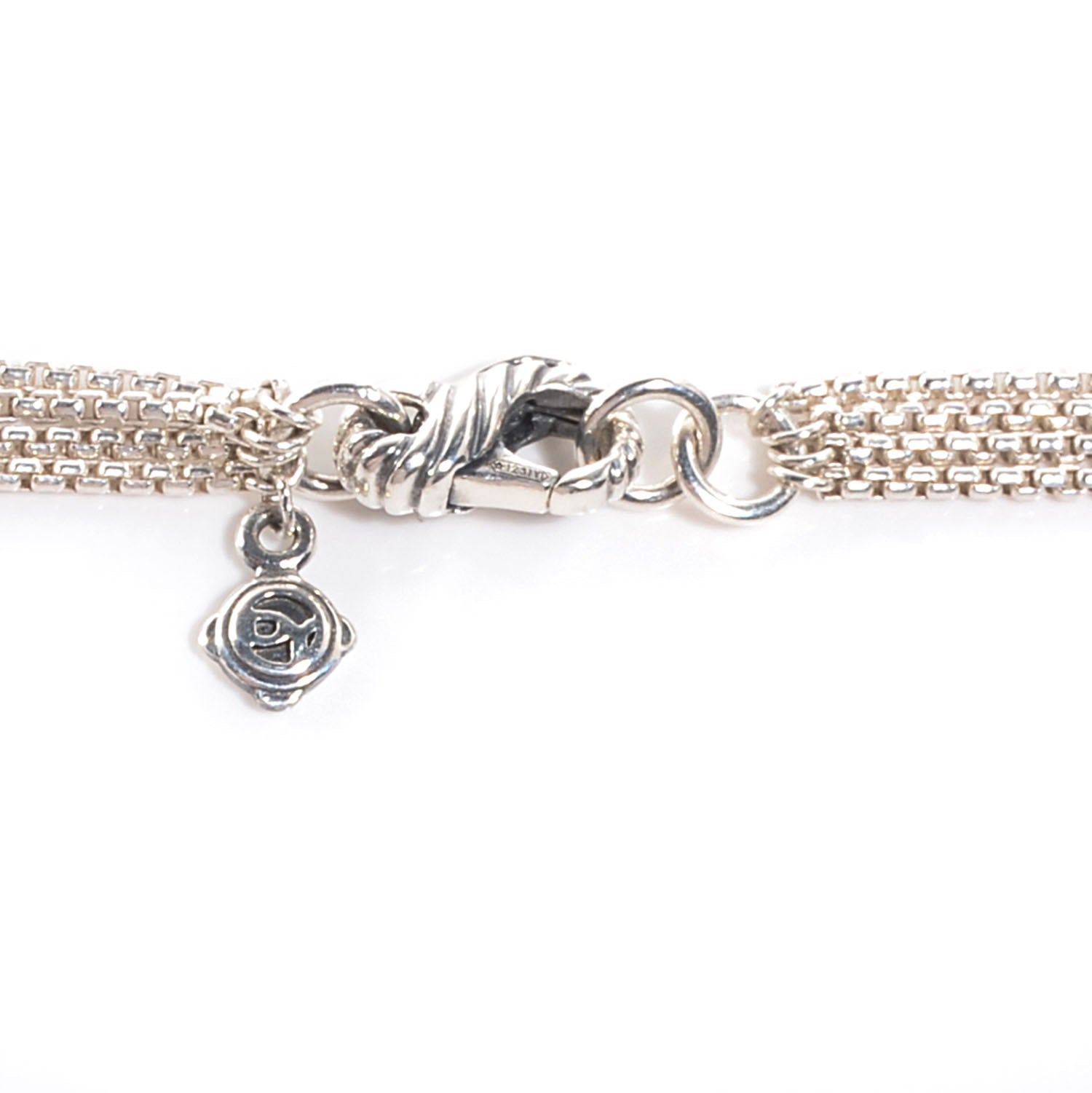 David Yurman Sterling Silver Pave Diamond Freshwater Pearl 21mm Cerise Pendant Necklace 6 of 7