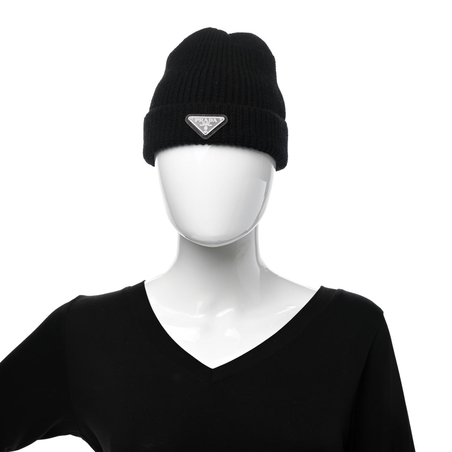 Wool Cashmere Beanie Hat M Black