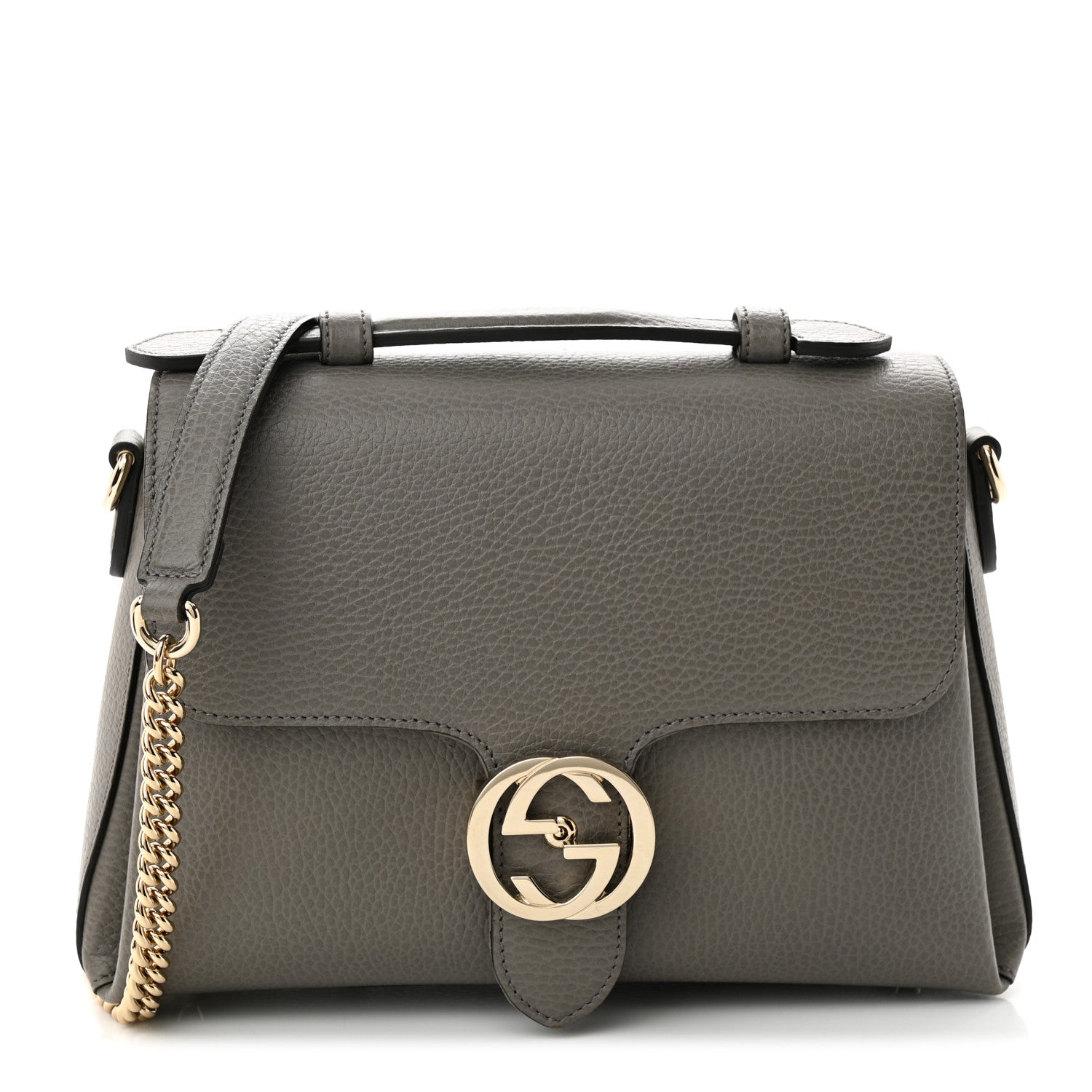 Gucci Dollar Calfskin Interlocking G Top Handle Shoulder Bag Loess 1 of 10
