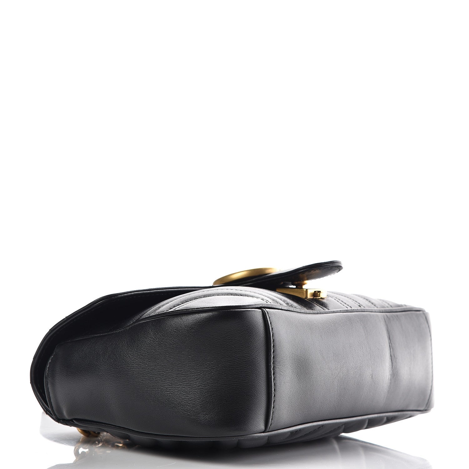 Gucci Calfskin Matelasse Small GG Marmont Shoulder Bag Black 4 of 9