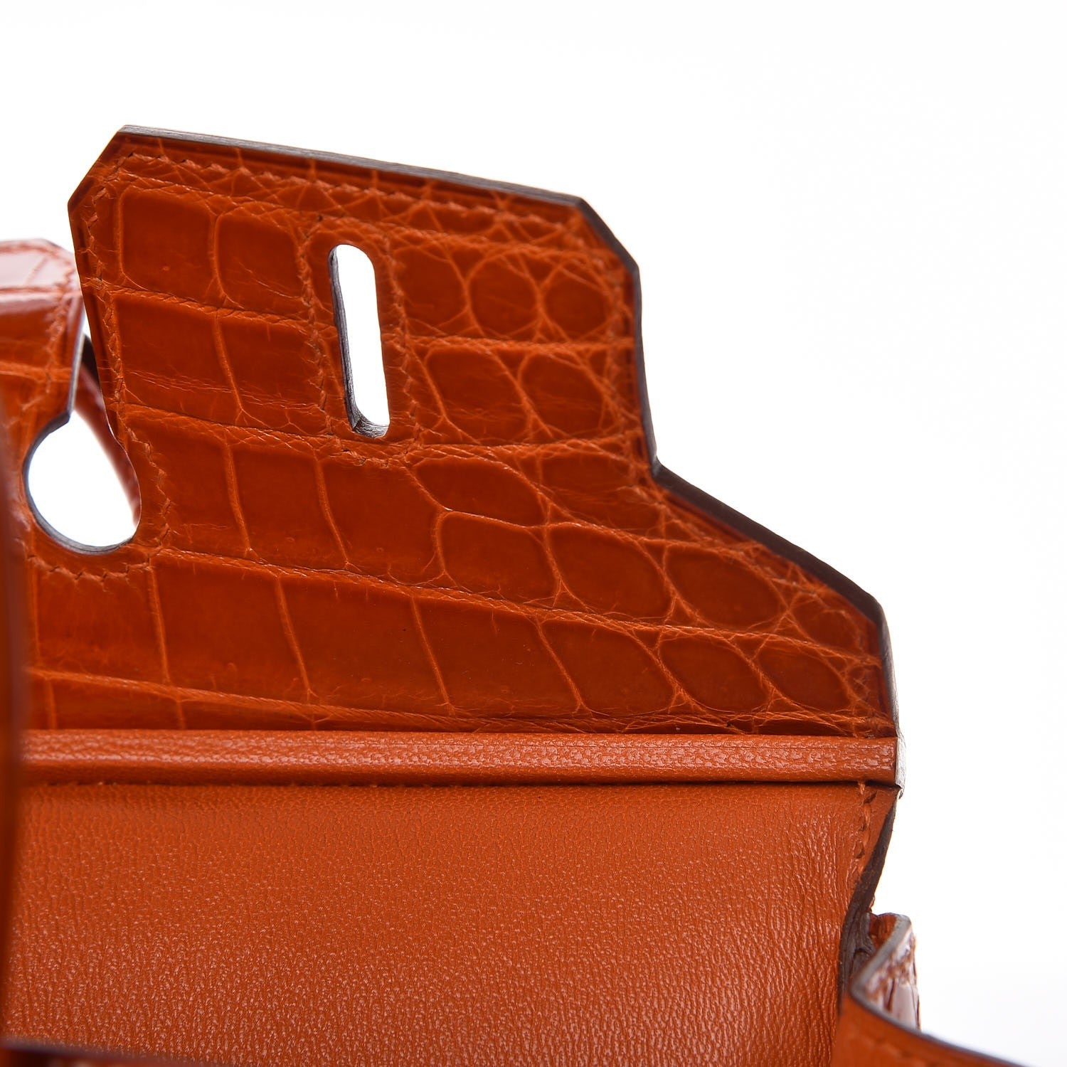 Hermes Shiny Niloticus Crocodile Birkin 25 Orange 29 of 30