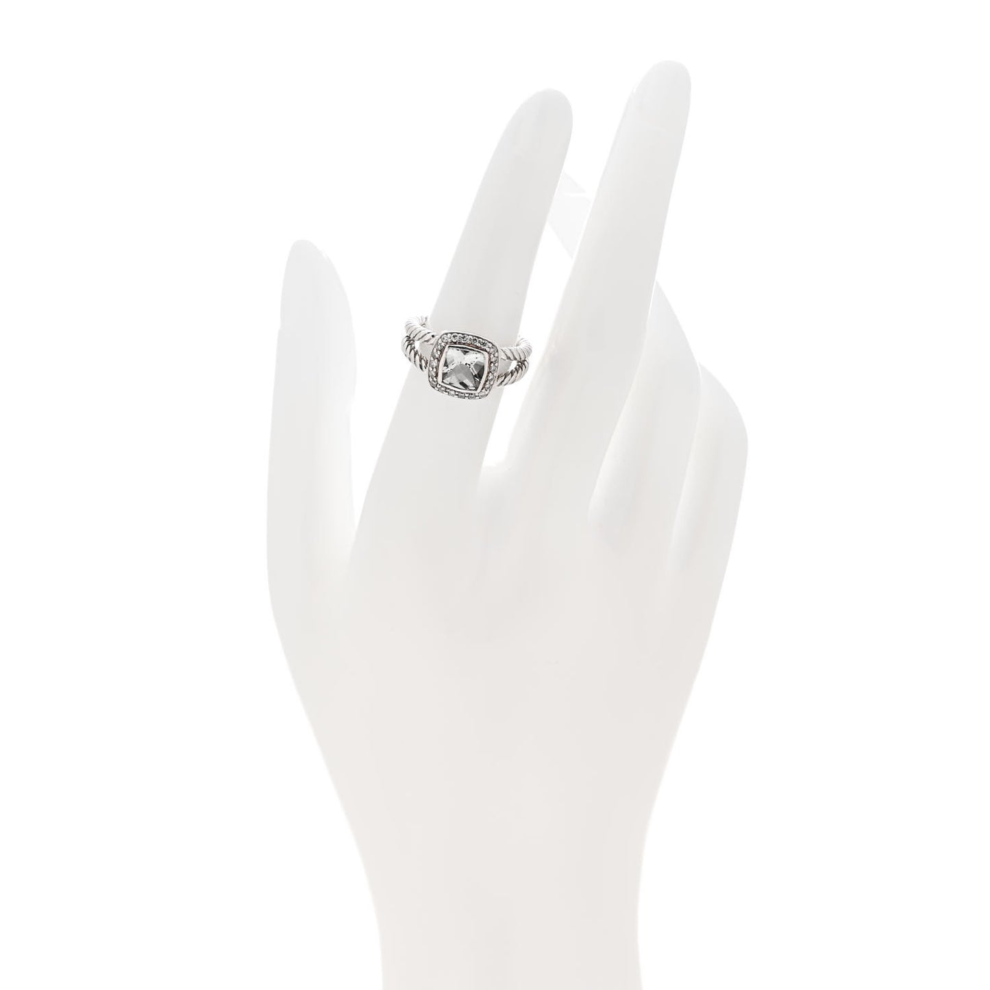 Sterling Silver Diamond Prasiolite 7mm Petite Albion Ring 52 6