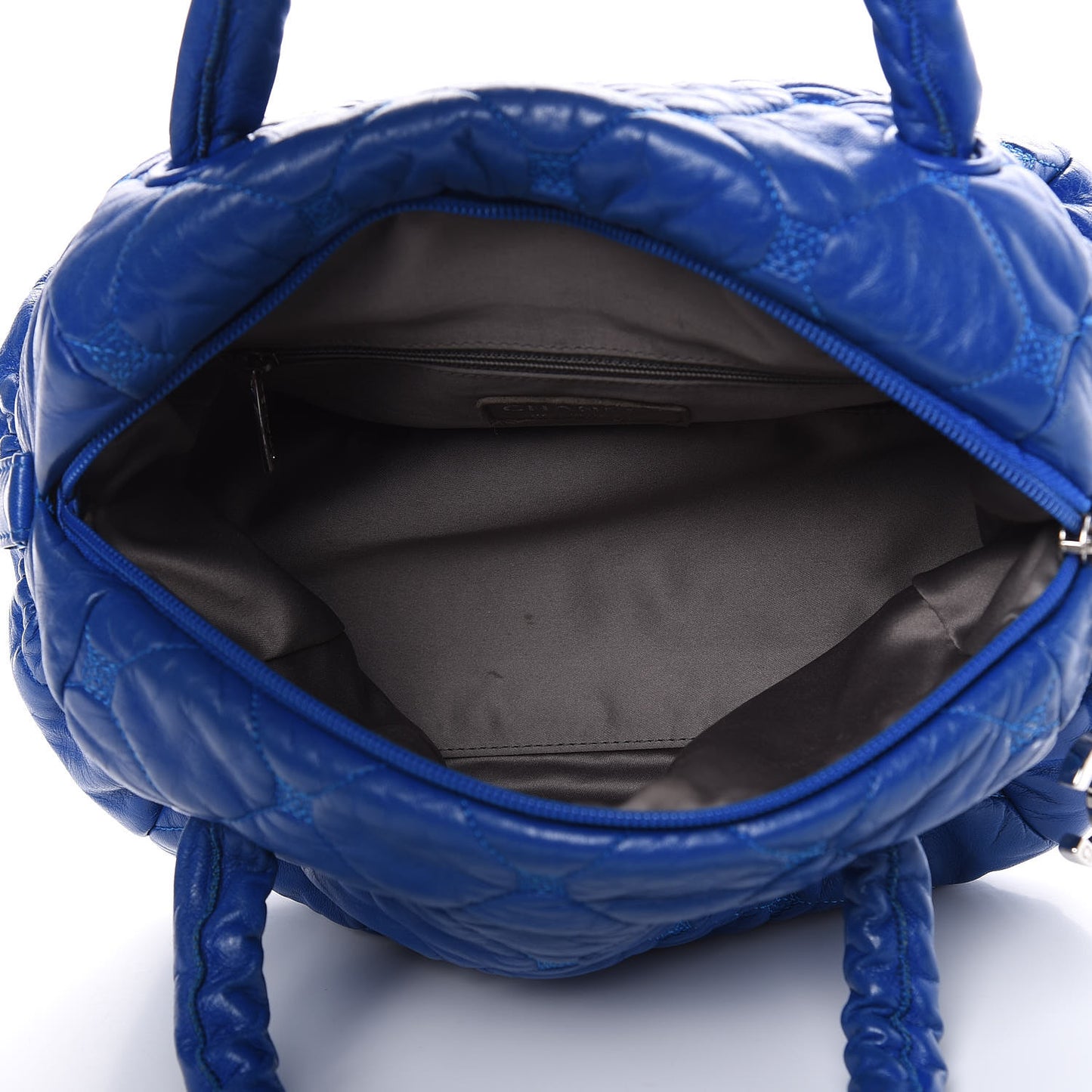 Lambskin Quilted Hidden Chain Bowler Blue