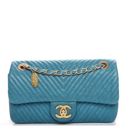 Chanel Calfskin Surpique Chevron Small Flap Turquoise 1 of 7