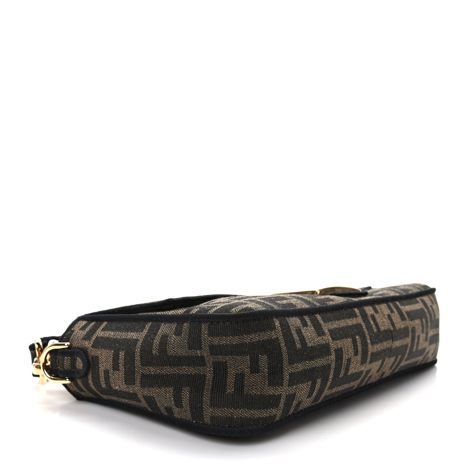 Fendi Fabric Jacquard FF 1974 Medium Baguette Tobacco Moro Black 4 of 13