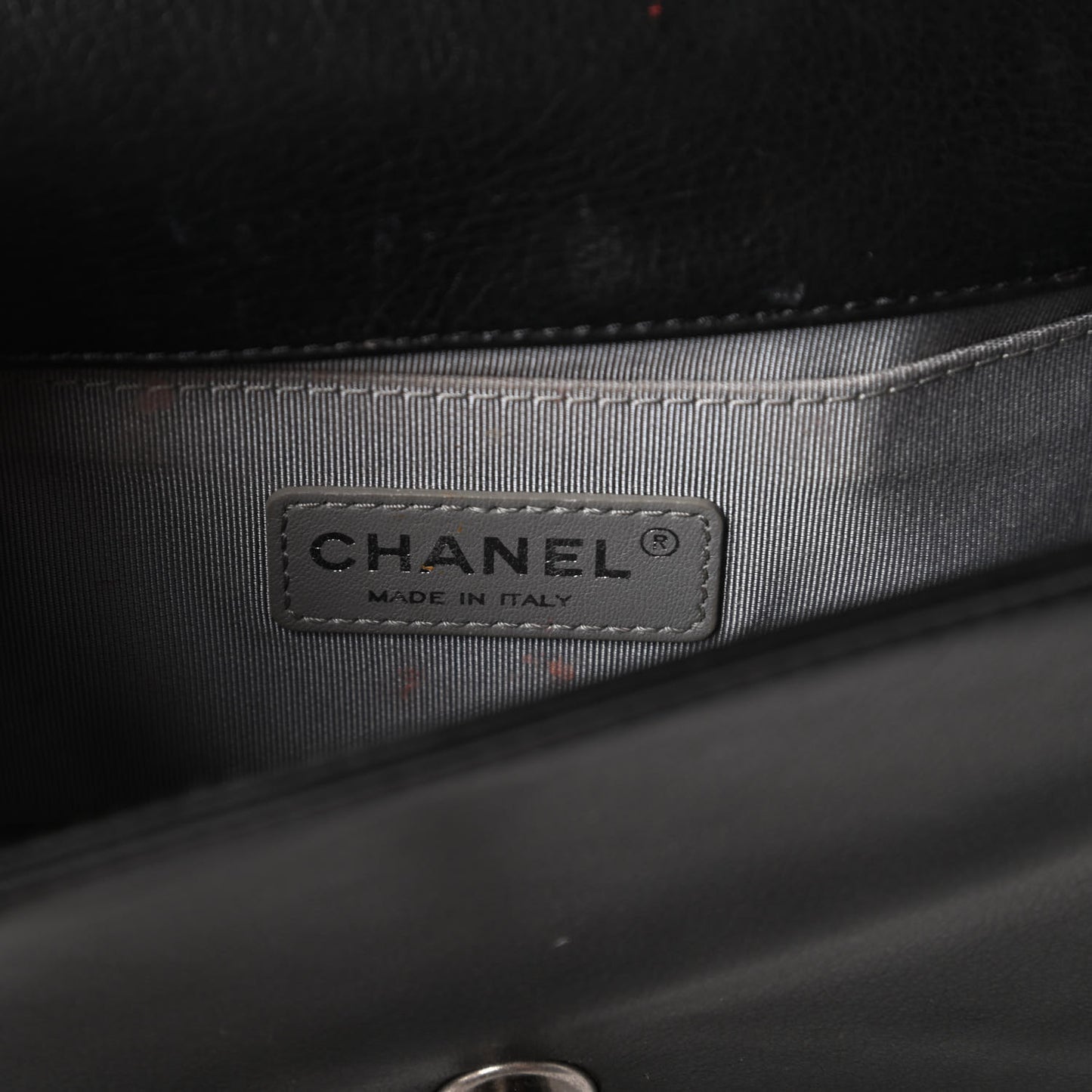 Calfskin Quilted Small Boy Flap Black