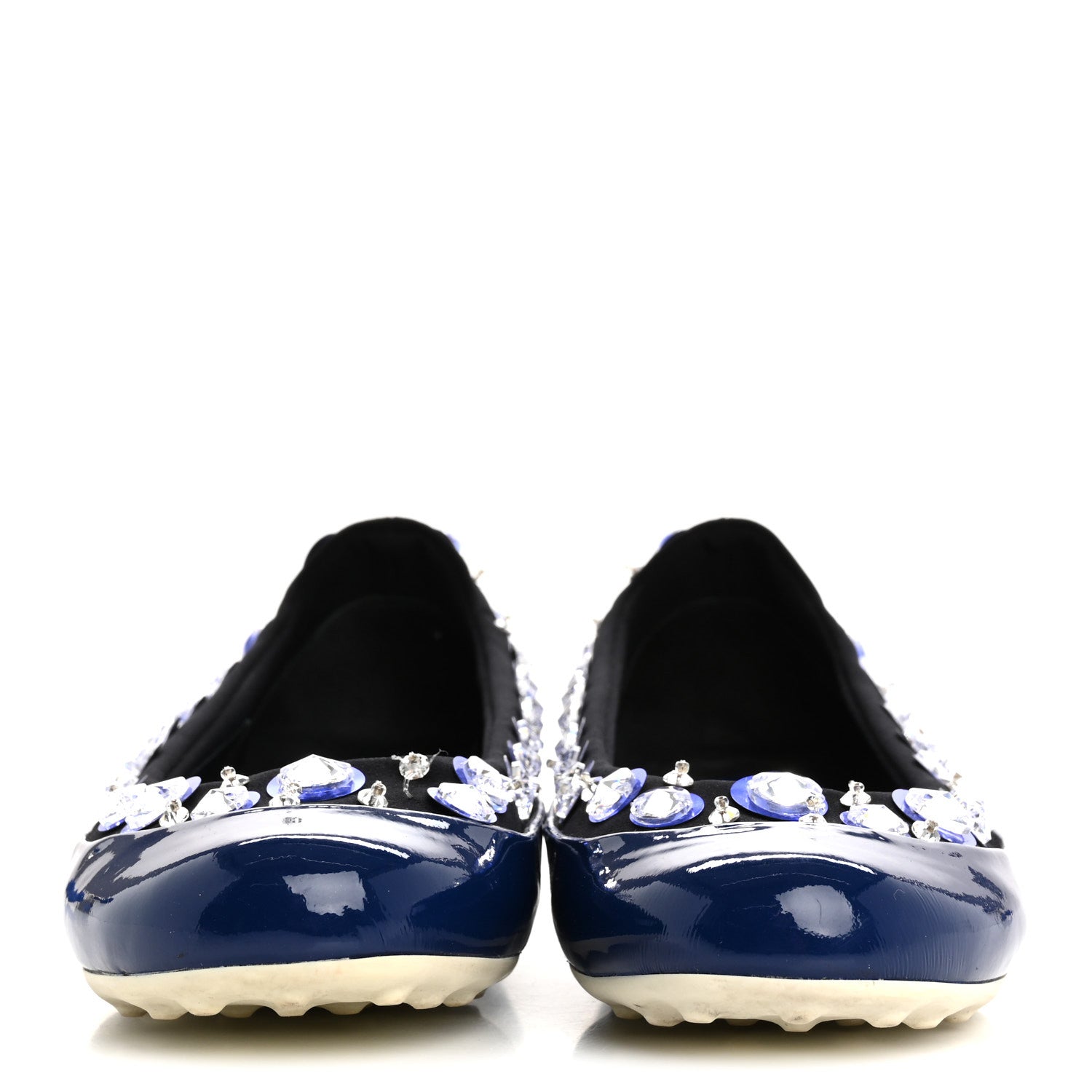 Miu Miu Patent Sequin Beaded Flats 35.5 Blue 3 of 10