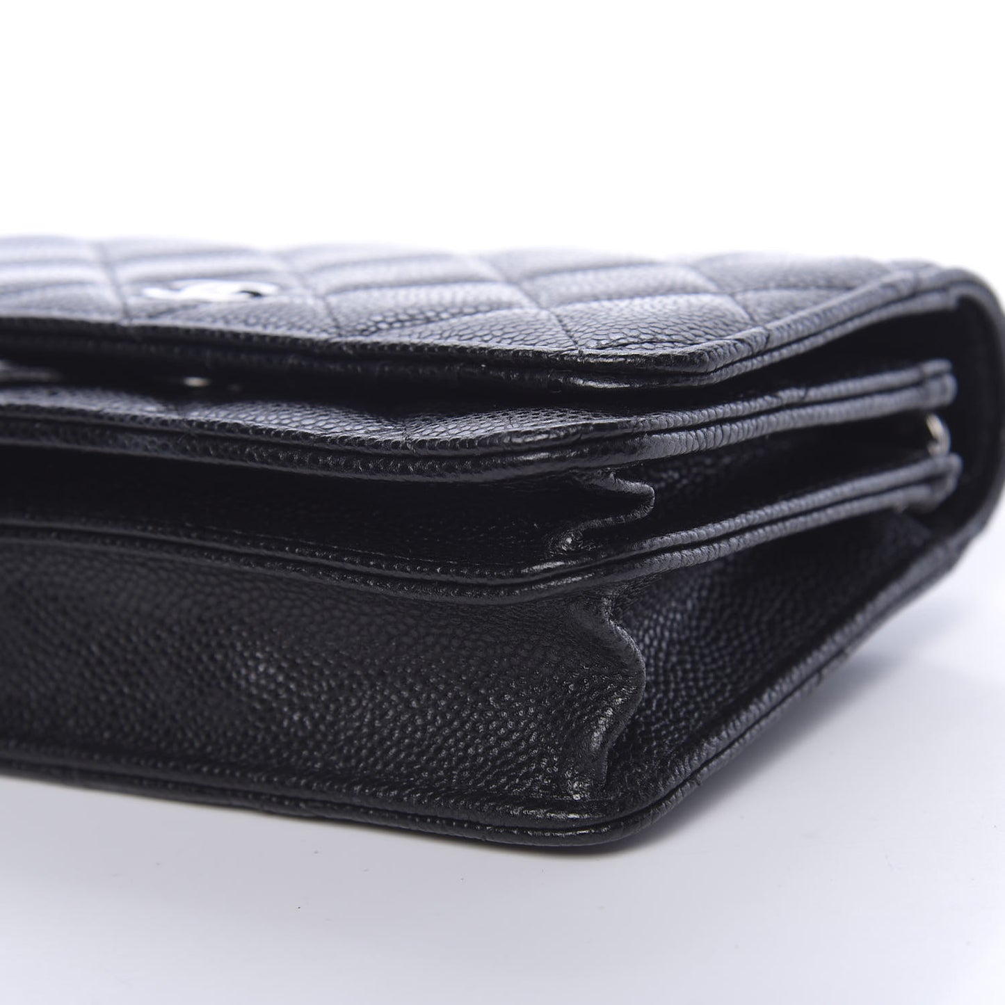 Caviar Quilted Mini Wallet On Chain WOC Black