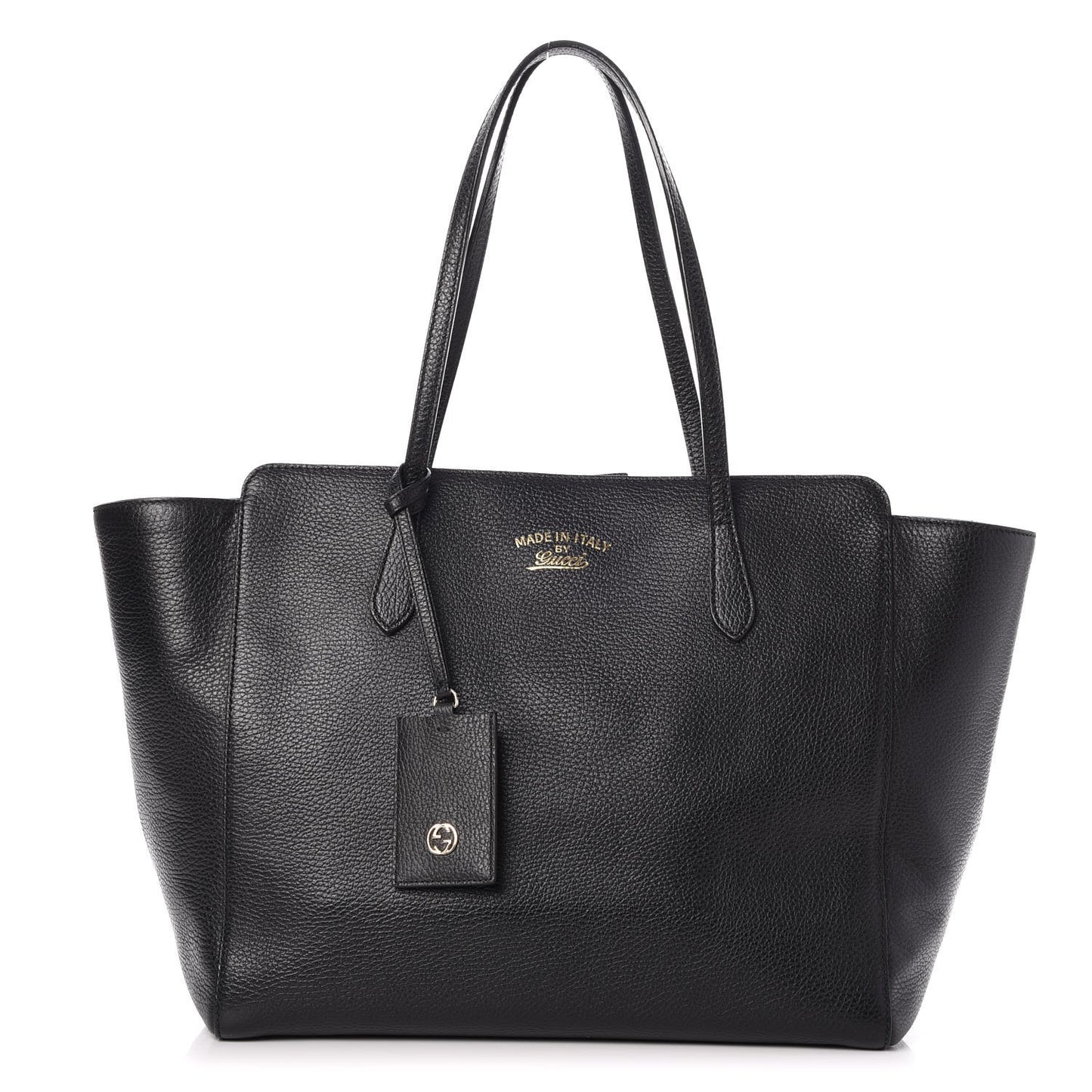 Pebbled Calfskin Medium Swing Tote Black