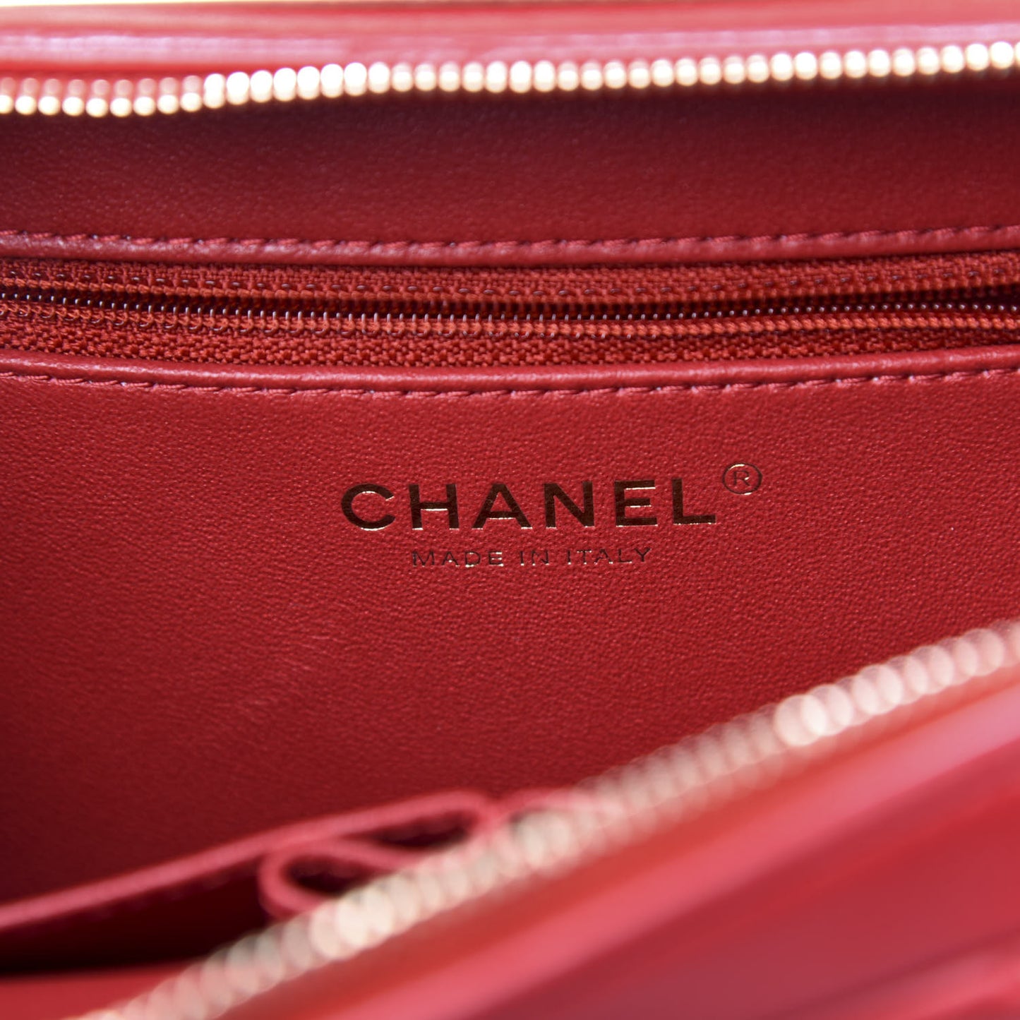 Lambskin Quilted Small Trendy CC Bowling Bag Red