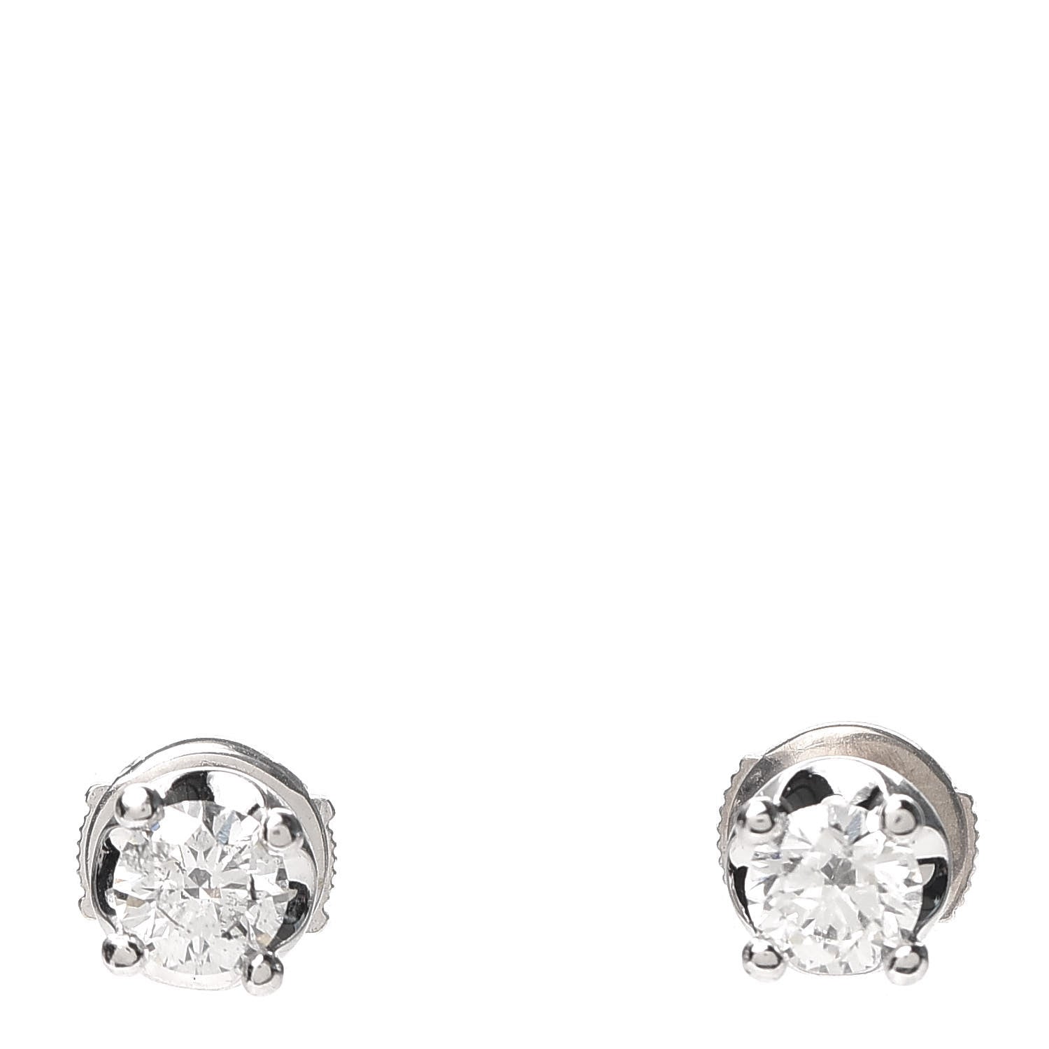 Bulgari 18K White Gold Diamond .96ct Corona Solitaire Earrings 1 of 4