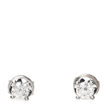Bulgari 18K White Gold Diamond .96ct Corona Solitaire Earrings 1 of 4