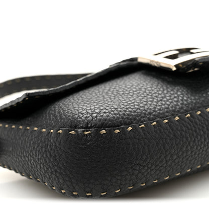Fendi Calfskin Romano Selleria Baguette Black 9 of 12