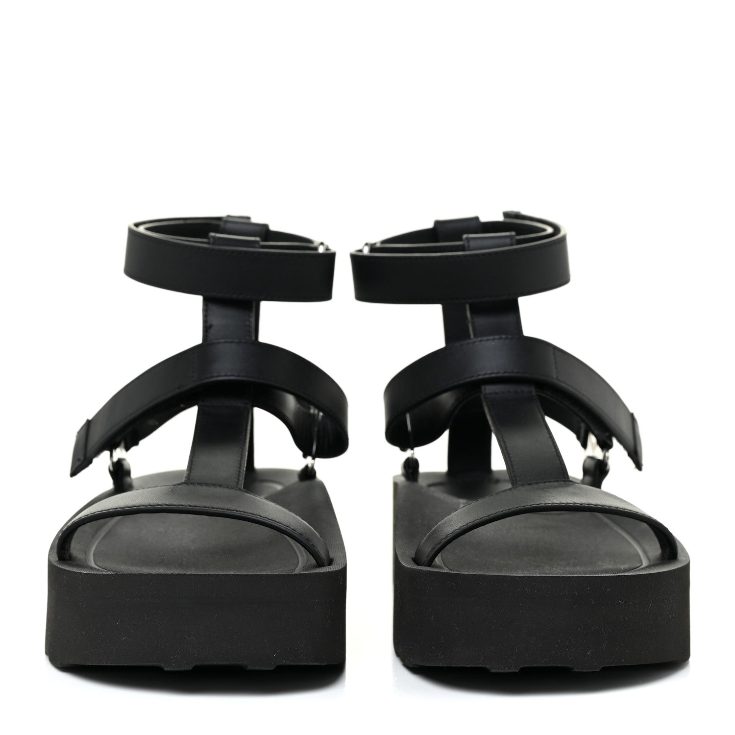Hermes Calfskin Womens Enid Sandals 37 Black 2 of 7
