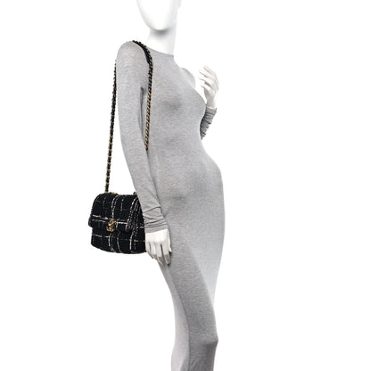 Chanel Tweed Quilted Medium Chanel 19 Flap Black White 2 of 11
