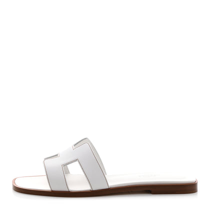 Hermes Box Calfskin Oran Sandals 37 White 1 of 9
