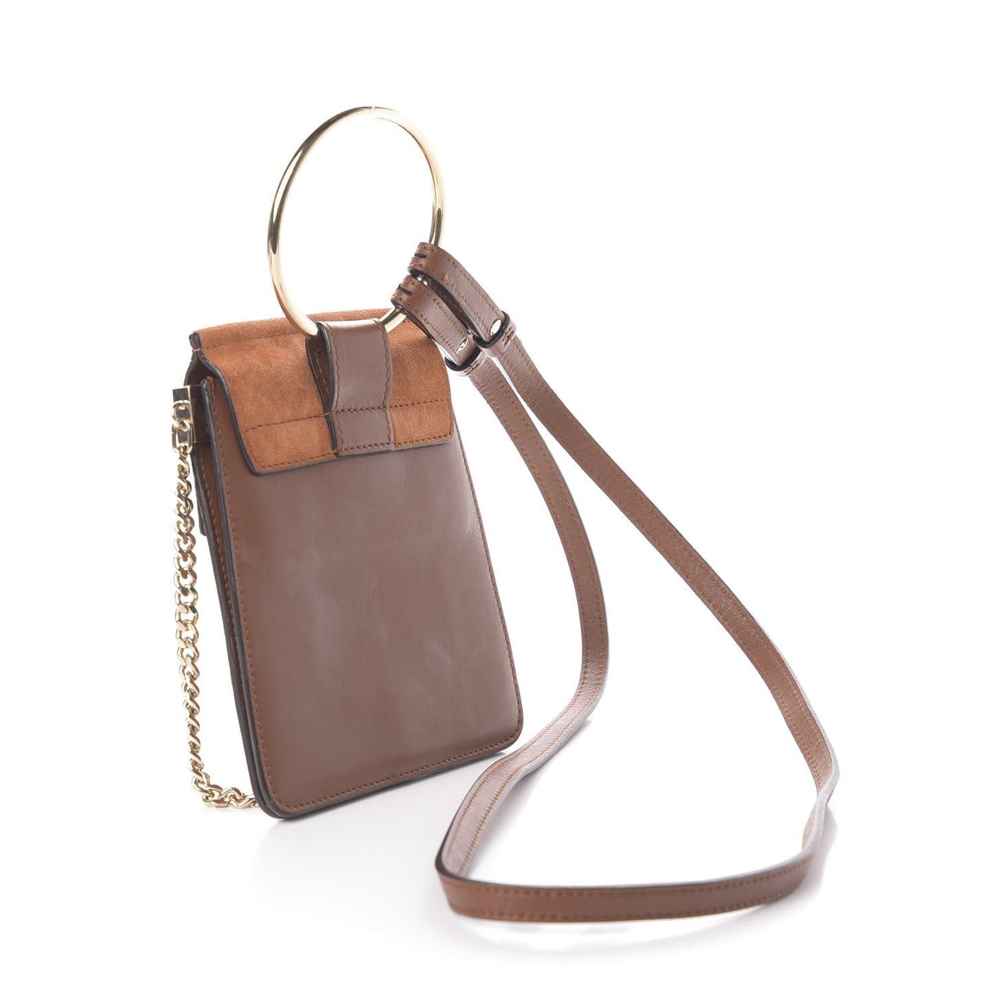 Suede Calfskin Mini Faye Bracelet Bag Tobacco