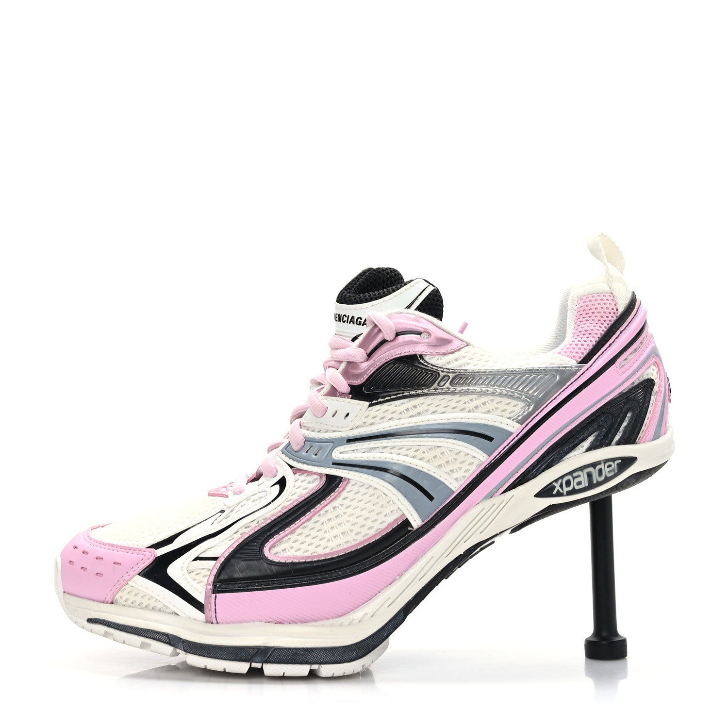 Balenciaga Mesh Rubber Womens X-Pander Heel Trainer Sneakers 40 White Pink Grey 1 of 7