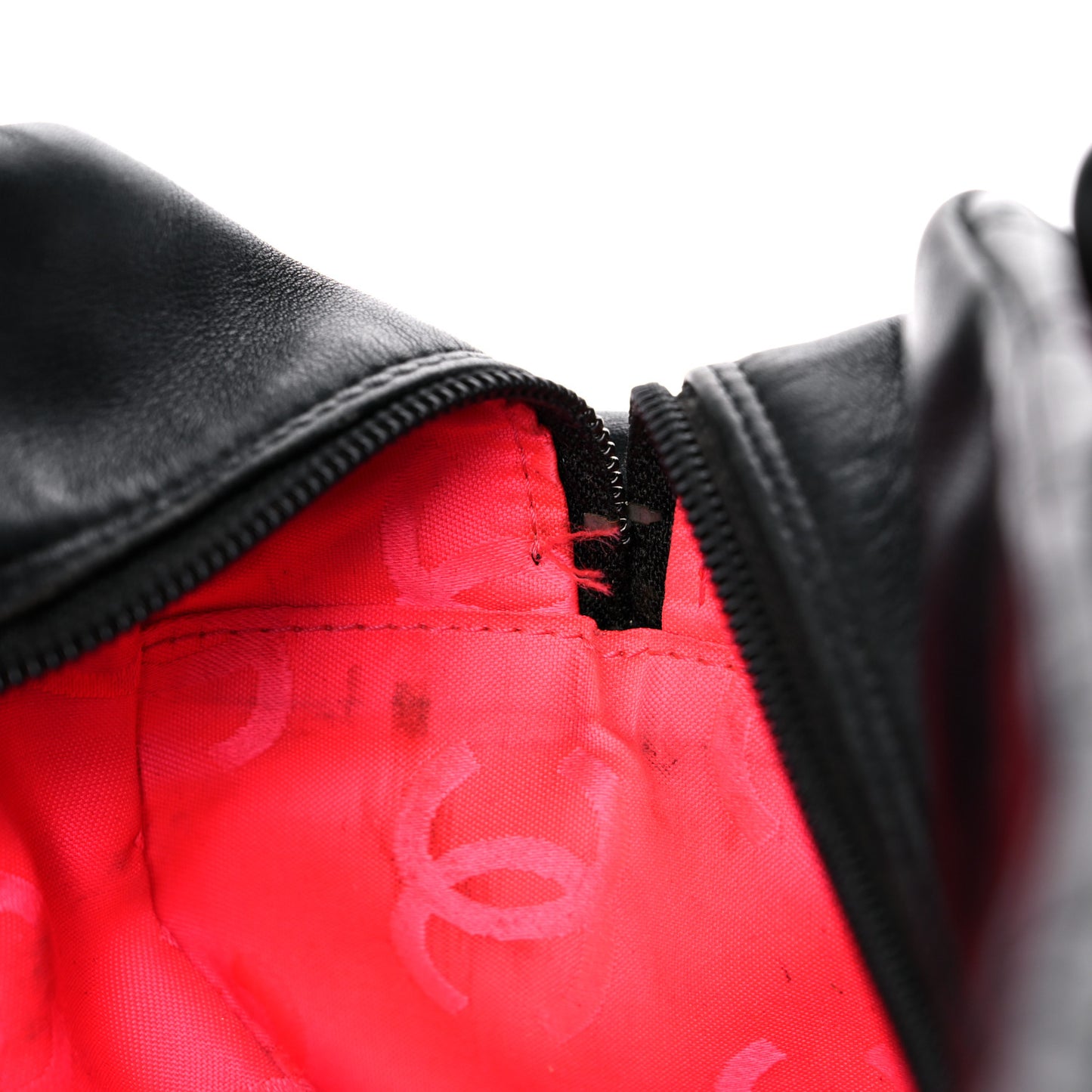 Calfskin Quilted Large Cambon Multipocket Reporter Black White
