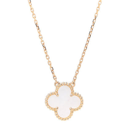 Van Cleef & Arpels 18K Yellow Gold Mother of Pearl Vintage Alhambra Pendant Necklace 4 of 7