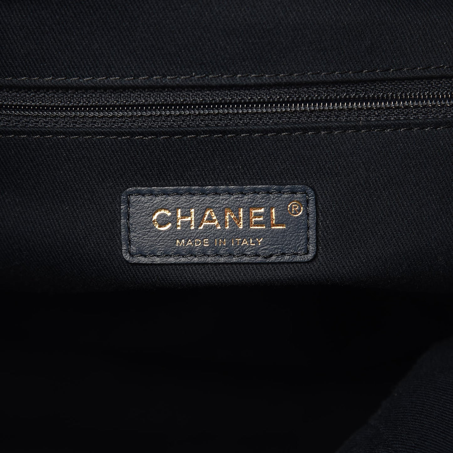 Lurex Canvas Medium Deauville Tote Navy Blue Gold