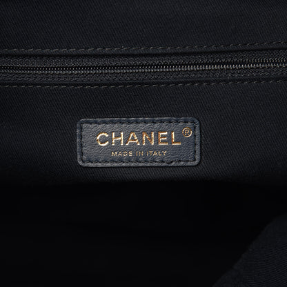 Chanel Lurex Canvas Medium Deauville Tote Navy Blue Gold 6 of 10